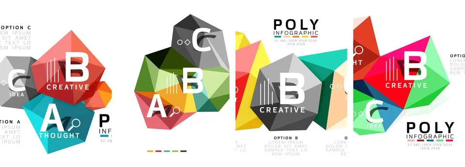 Set of triangle pattern poster backgrounds. Vector illustration For Wallpaper Illustrazione stock