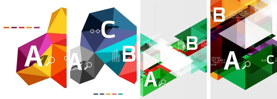 Set of triangle pattern poster backgrounds. Vector illustration For Wallpaper Illustrazione stock