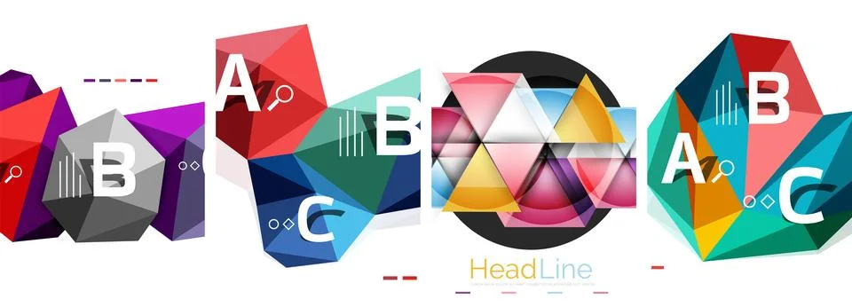 Set of triangle pattern poster backgrounds. Vector illustration For Wallpaper 스톡 일러스트