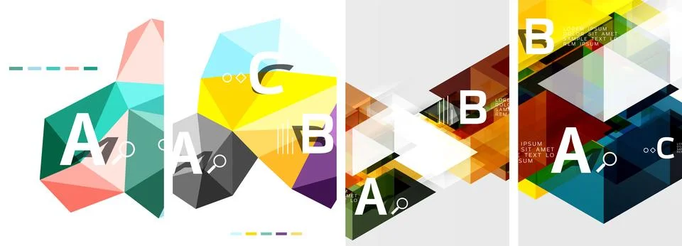 Set of triangle pattern poster backgrounds. Vector illustration For Wallpaper Illustrazione stock