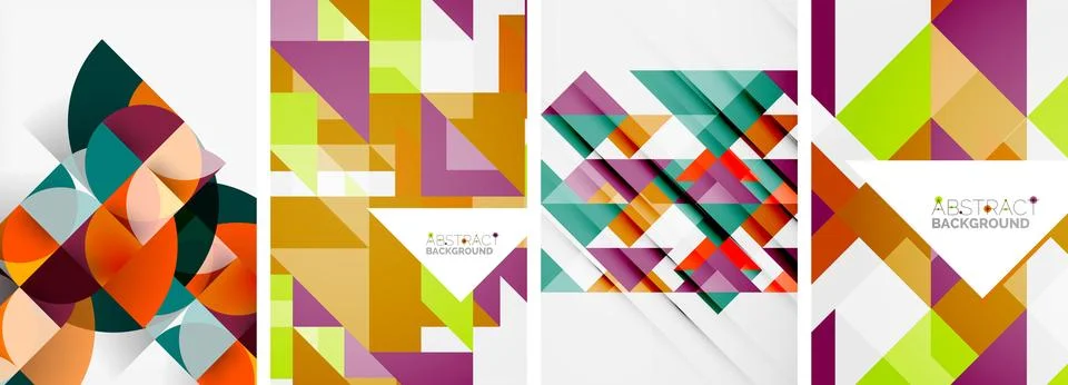 Set of triangle pattern poster backgrounds. Vector illustration For Wallpaper Illustrazione stock