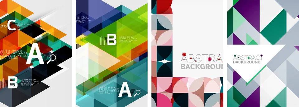 Set of triangle pattern poster backgrounds. Vector illustration For Wallpaper Stock Illustration