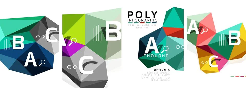 Set of triangle pattern poster backgrounds. Vector illustration For Wallpaper 스톡 일러스트