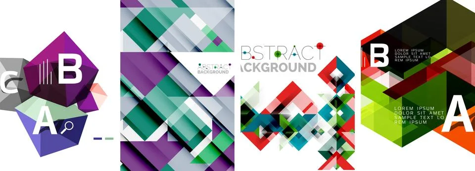 Set of triangle pattern poster backgrounds. Vector illustration For Wallpaper Illustrazione stock