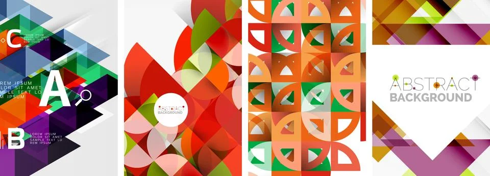 Set of triangle pattern poster backgrounds. Vector illustration For Wallpaper Illustrazione stock