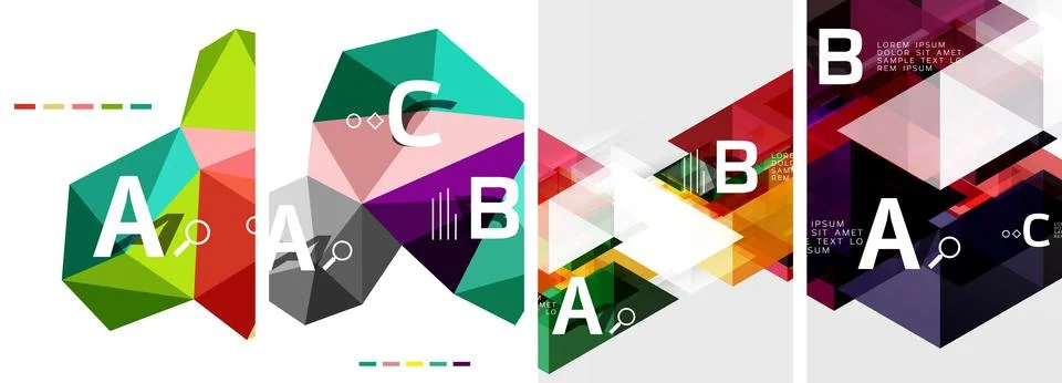 Set of triangle pattern poster backgrounds. Vector illustration For Wallpaper Stock Illustration