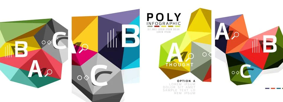 Set of triangle pattern poster backgrounds. Vector illustration For Wallpaper 스톡 일러스트