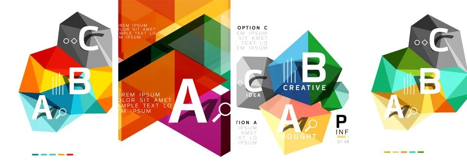 Set of triangle pattern poster backgrounds. Vector illustration For Wallpaper 스톡 일러스트