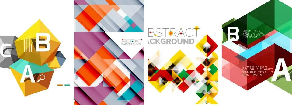 Set of triangle pattern poster backgrounds. Vector illustration For Wallpaper Illustrazione stock