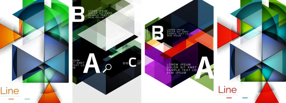 Set of triangle pattern poster backgrounds. Vector illustration For Wallpaper Illustrazione stock