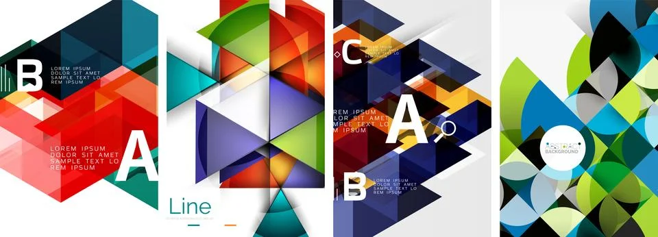 Set of triangle pattern poster backgrounds. Vector illustration For Wallpaper イラスト素材