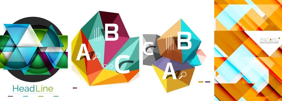 Set of triangle pattern poster backgrounds. Vector illustration For Wallpaper Stock Illustration