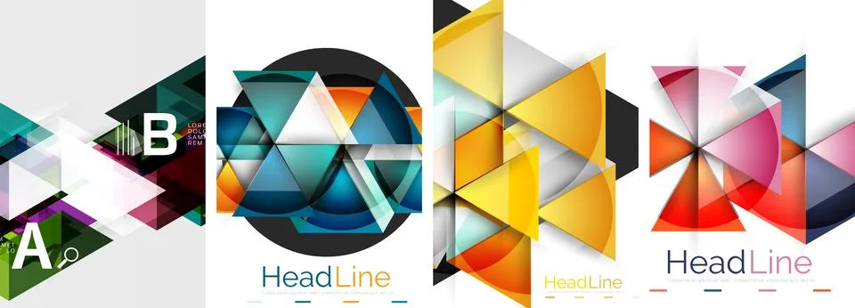 Set of triangle pattern poster backgrounds. Vector illustration For Wallpaper Stock Illustration