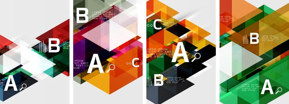 Set of triangle pattern poster backgrounds. Vector illustration For Wallpaper Stock Illustration