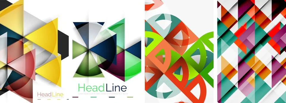 Set of triangle pattern poster backgrounds. Vector illustration For Wallpaper Illustrazione stock