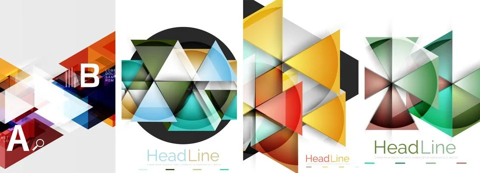 Set of triangle pattern poster backgrounds. Vector illustration For Wallpaper 스톡 일러스트