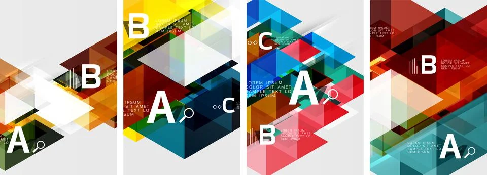 Set of triangle pattern poster backgrounds. Vector illustration For Wallpaper Stock Illustration