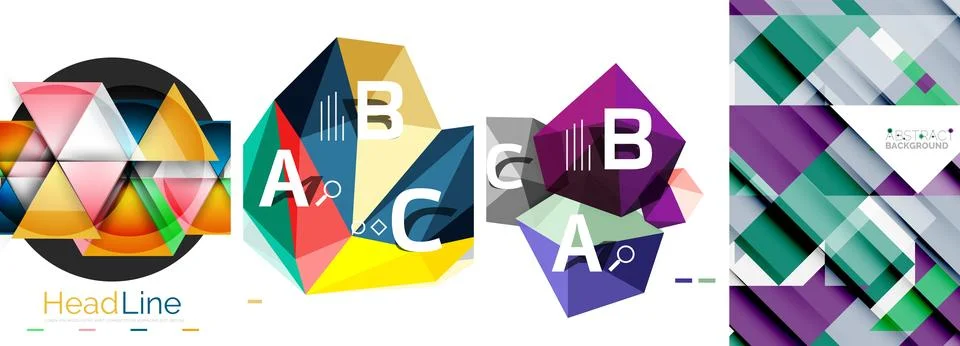 Set of triangle pattern poster backgrounds. Vector illustration For Wallpaper 스톡 일러스트