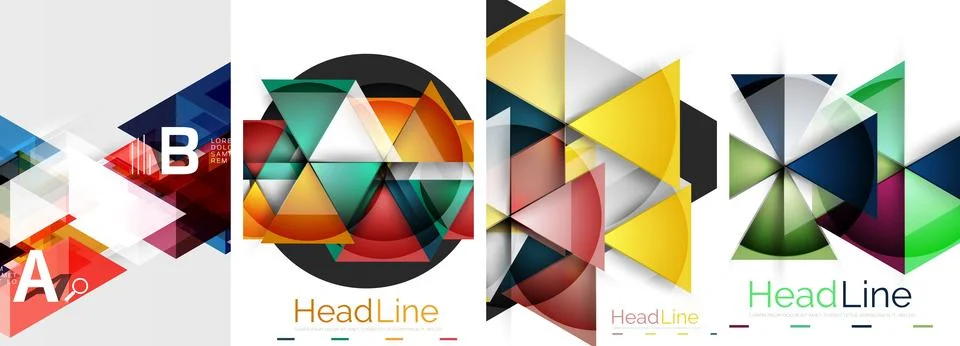 Set of triangle pattern poster backgrounds. Vector illustration For Wallpaper Stock Illustration