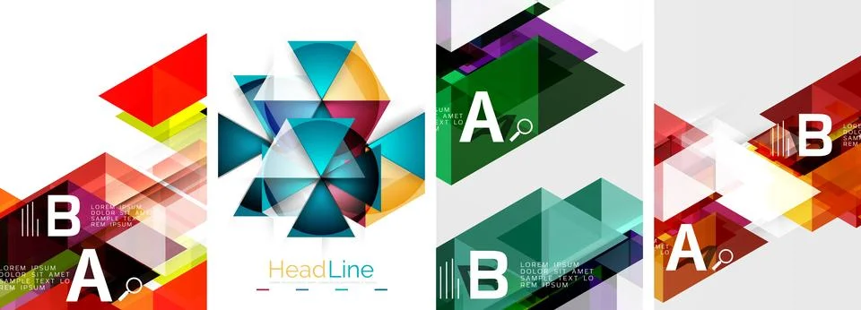 Set of triangle pattern poster backgrounds. Vector illustration For Wallpaper Stock Illustration