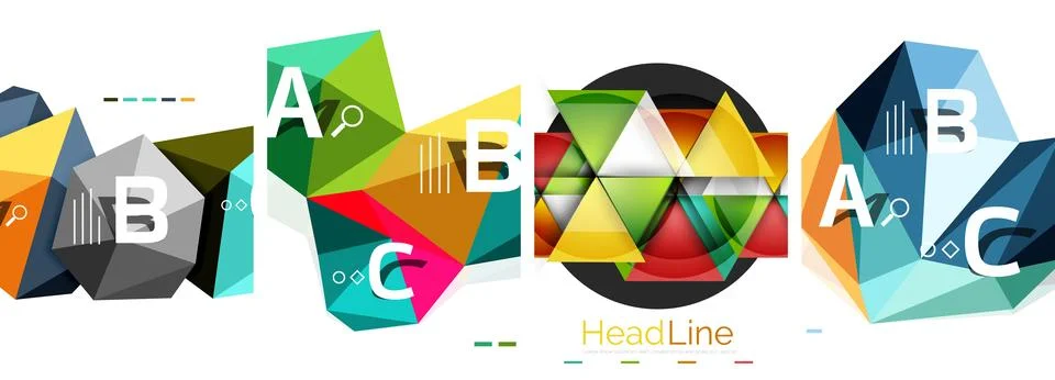 Set of triangle pattern poster backgrounds. Vector illustration For Wallpaper Illustrazione stock