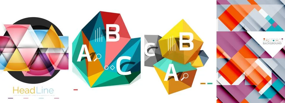 Set of triangle pattern poster backgrounds. Vector illustration For Wallpaper Illustrazione stock