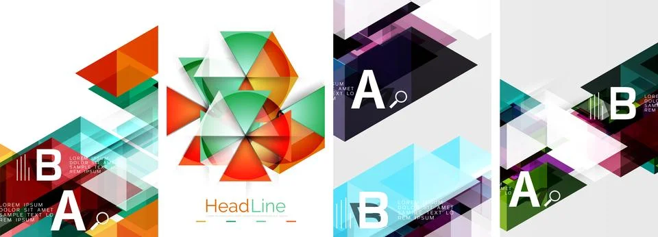 Set of triangle pattern poster backgrounds. Vector illustration For Wallpaper Stock Illustration