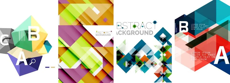 Set of triangle pattern poster backgrounds. Vector illustration For Wallpaper Stock Illustration