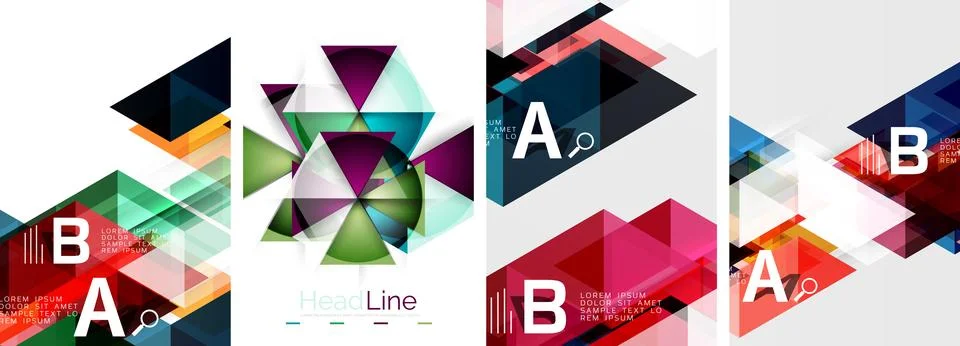 Set of triangle pattern poster backgrounds. Vector illustration For Wallpaper Illustrazione stock