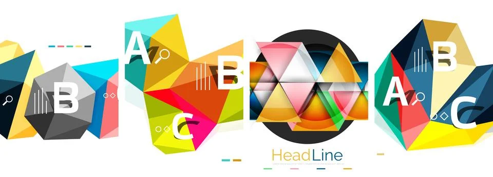 Set of triangle pattern poster backgrounds. Vector illustration For Wallpaper 스톡 일러스트