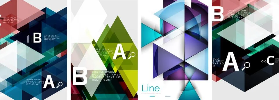 Set of triangle pattern poster backgrounds. Vector illustration For Wallpaper Stock Illustration