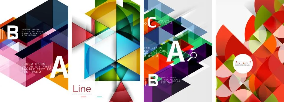 Set of triangle pattern poster backgrounds. Vector illustration For Wallpaper Illustrazione stock