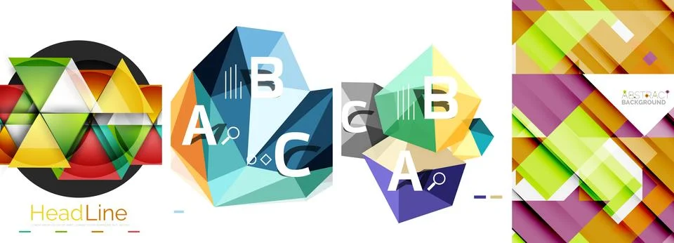 Set of triangle pattern poster backgrounds. Vector illustration For Wallpaper Stock Illustration