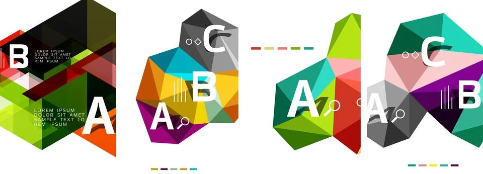 Set of triangle pattern poster backgrounds. Vector illustration For Wallpaper 스톡 일러스트