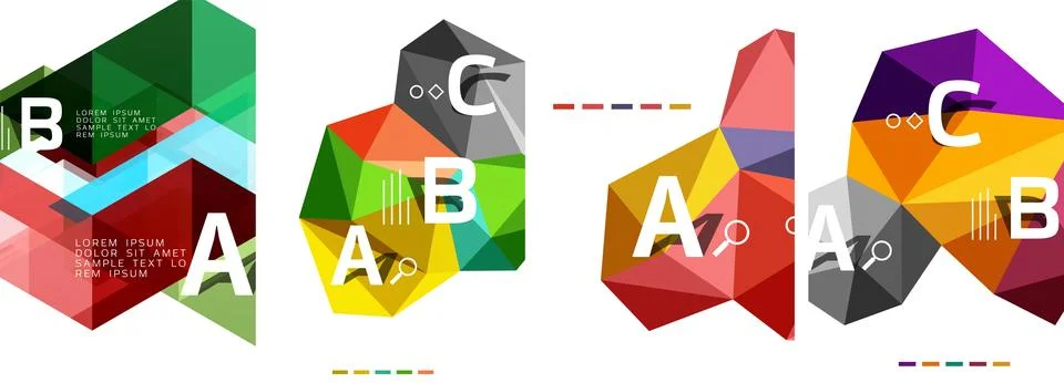 Set of triangle pattern poster backgrounds. Vector illustration For Wallpaper Illustrazione stock