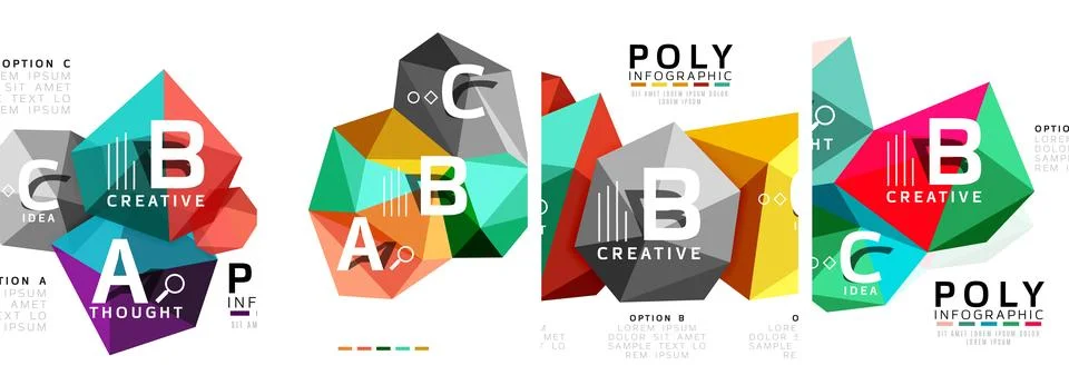 Set of triangle pattern poster backgrounds. Vector illustration For Wallpaper 스톡 일러스트