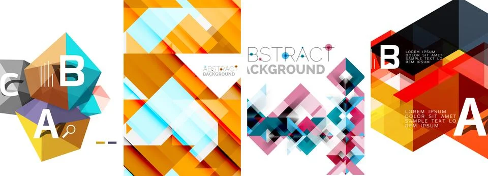 Set of triangle pattern poster backgrounds. Vector illustration For Wallpaper Illustrazione stock