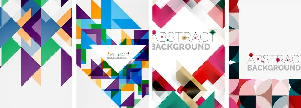 Set of triangle pattern poster backgrounds. Vector illustration For Wallpaper 스톡 일러스트