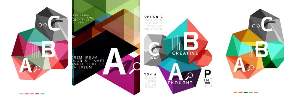 Set of triangle pattern poster backgrounds. Vector illustration For Wallpaper Illustrazione stock
