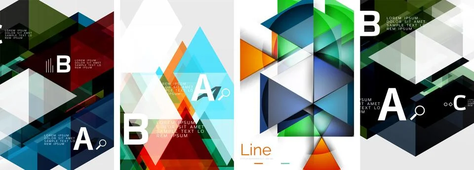 Set of triangle pattern poster backgrounds. Vector illustration For Wallpaper Stock Illustration