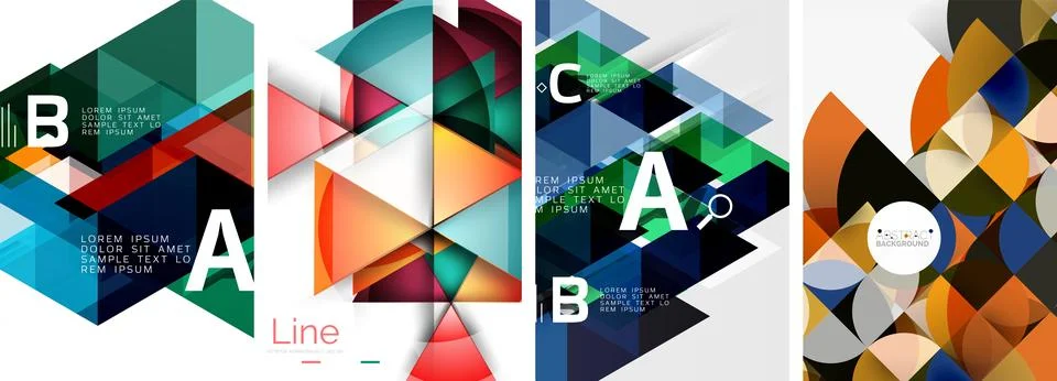 Set of triangle pattern poster backgrounds. Vector illustration For Wallpaper Illustrazione stock