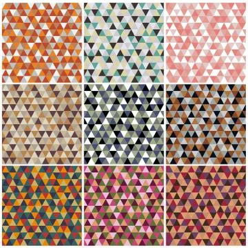 Set of triangle pattern with retro and fashion concept seamless background. 스톡 일러스트
