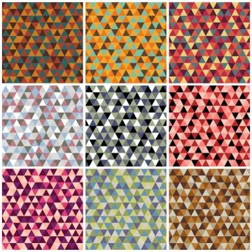 Set of triangle pattern with retro and fashion concept seamless background Stock Illustration