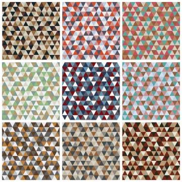 Set of triangle pattern with retro and fashion concept seamless background. Stock Illustration