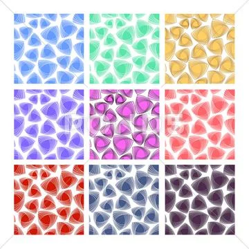 Set of triangle patterns in different color variants. Textile color ...