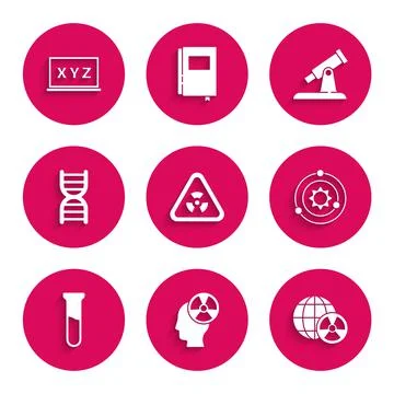 Set Triangle with radiation, Head and symbol, Planet earth, Solar system, Test Stock Illustration