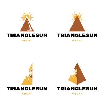 Set of Triangle Sun Icon Logo Design Template Stock Illustration