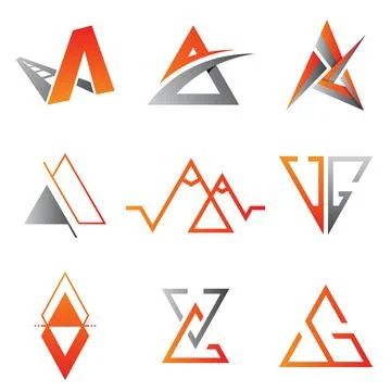 Set of triangle vector icon symbol for element design on the white background Stock Illustration