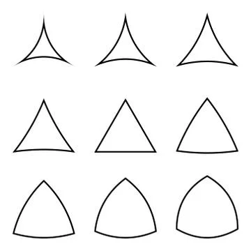Set triangles with concave and convex sides, vector logo tattoo template Stock Illustration