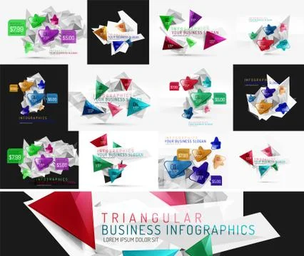 Set of triangular business infographics design templates. Modern design 스톡 일러스트